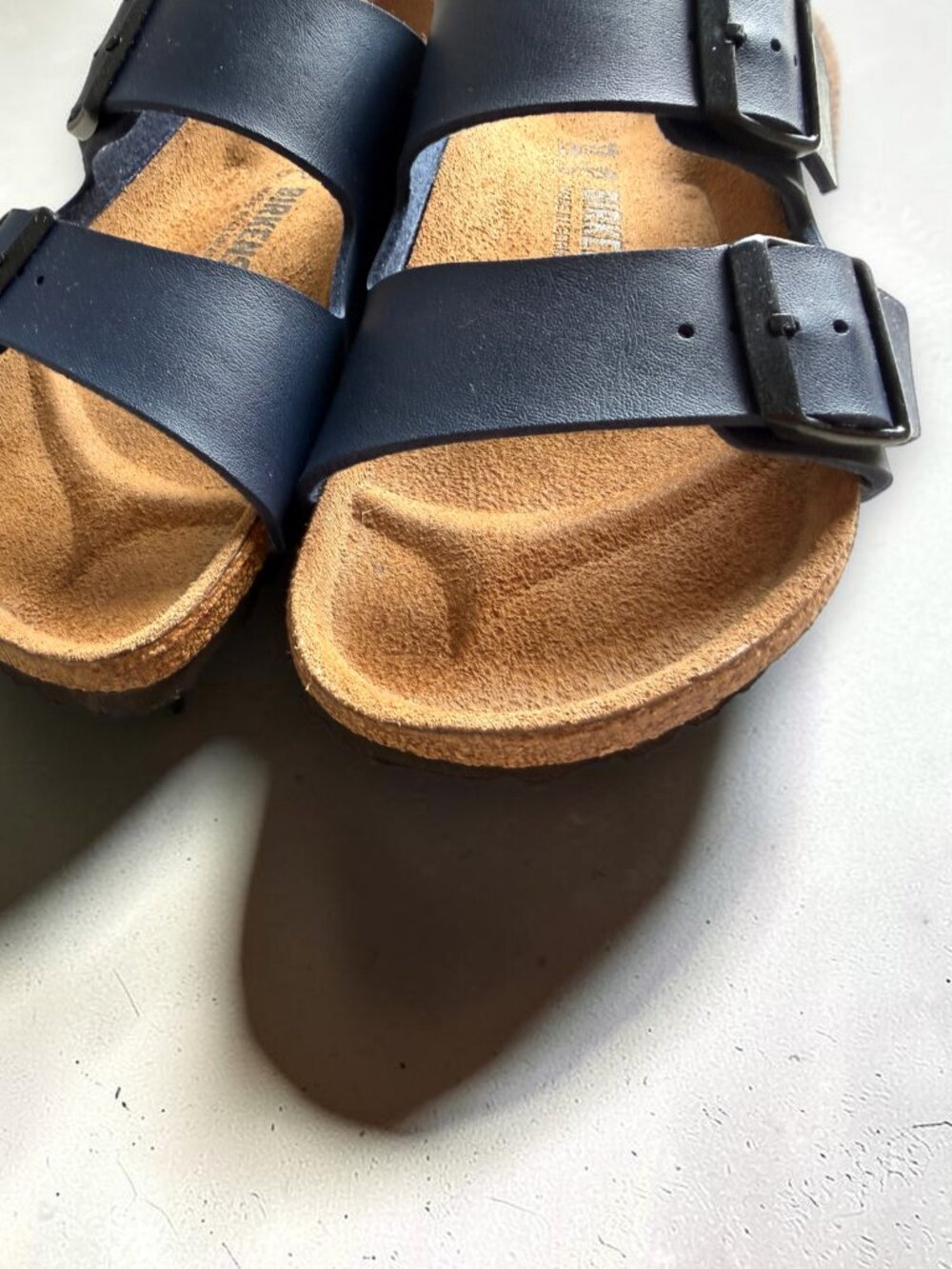 Birkenstock Arizona Blue Vegan Synthetic Black Buckle Regular Width  W6 M4 37 EU - Picture 5 of 12